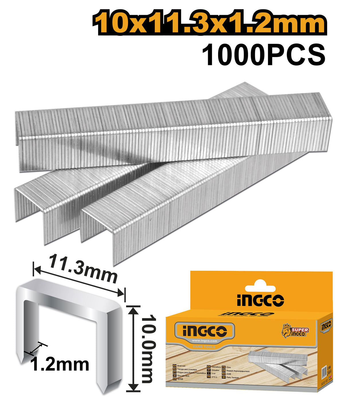 INGCO Staple Size 10mm, 1.2mm Width for HSG1404, 1405 STS0210