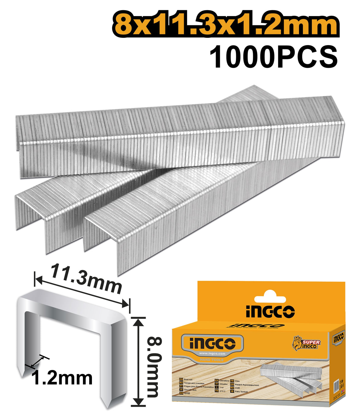 INGCO Staple 8mm Width x 0.7mm for HSG1404, 1405 STS0208