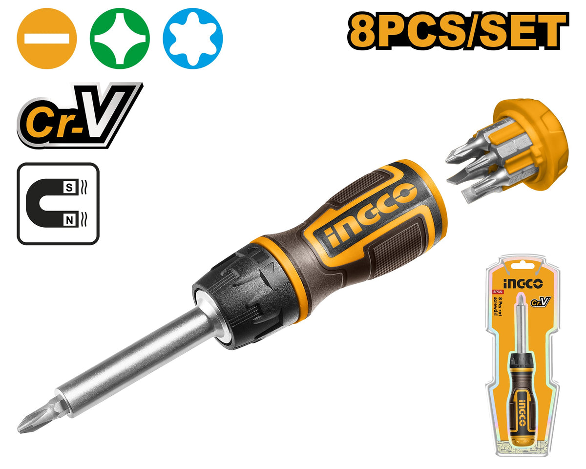 INGCO 8 pcs in 1 Ratchet Screwdriver AKISD0808