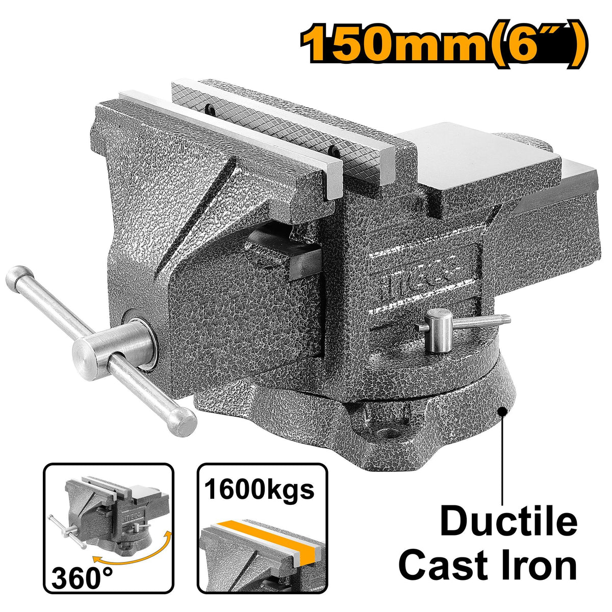 INGCO HD Bench Vise with Swivel Base HBV084 – view 3