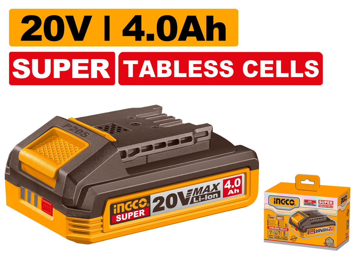 INGCO 20V 4.0Ah Super Tabless Cells LI-ION Battery FBLI2123