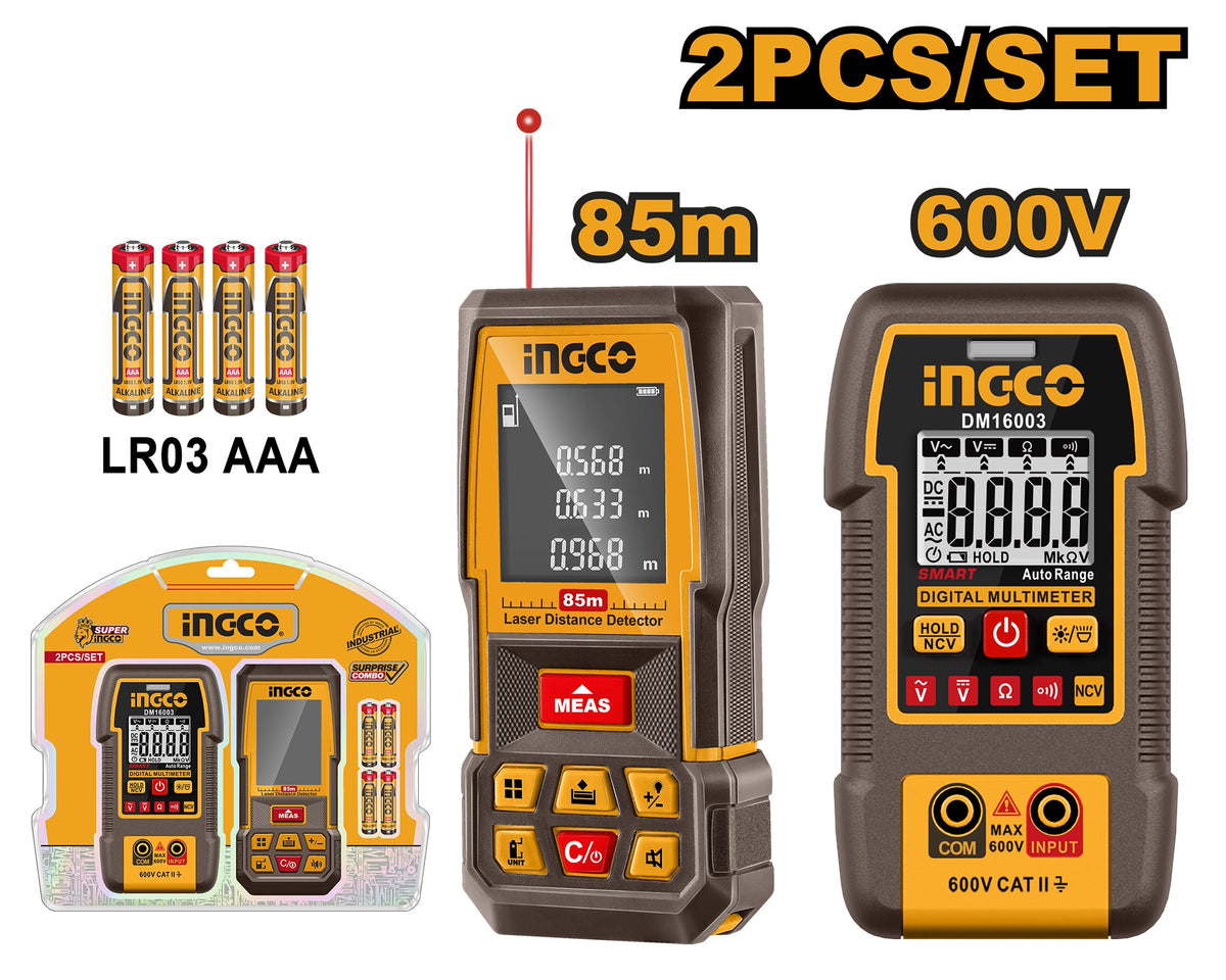 INGCO Laser Distancer 85m + 600V Digital Meter Value Pack HLDD260523