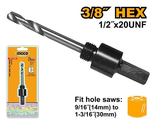 INGCO Hole Saw Arbor 3/8"HEX Shank Cap: 14-30mm HSA01