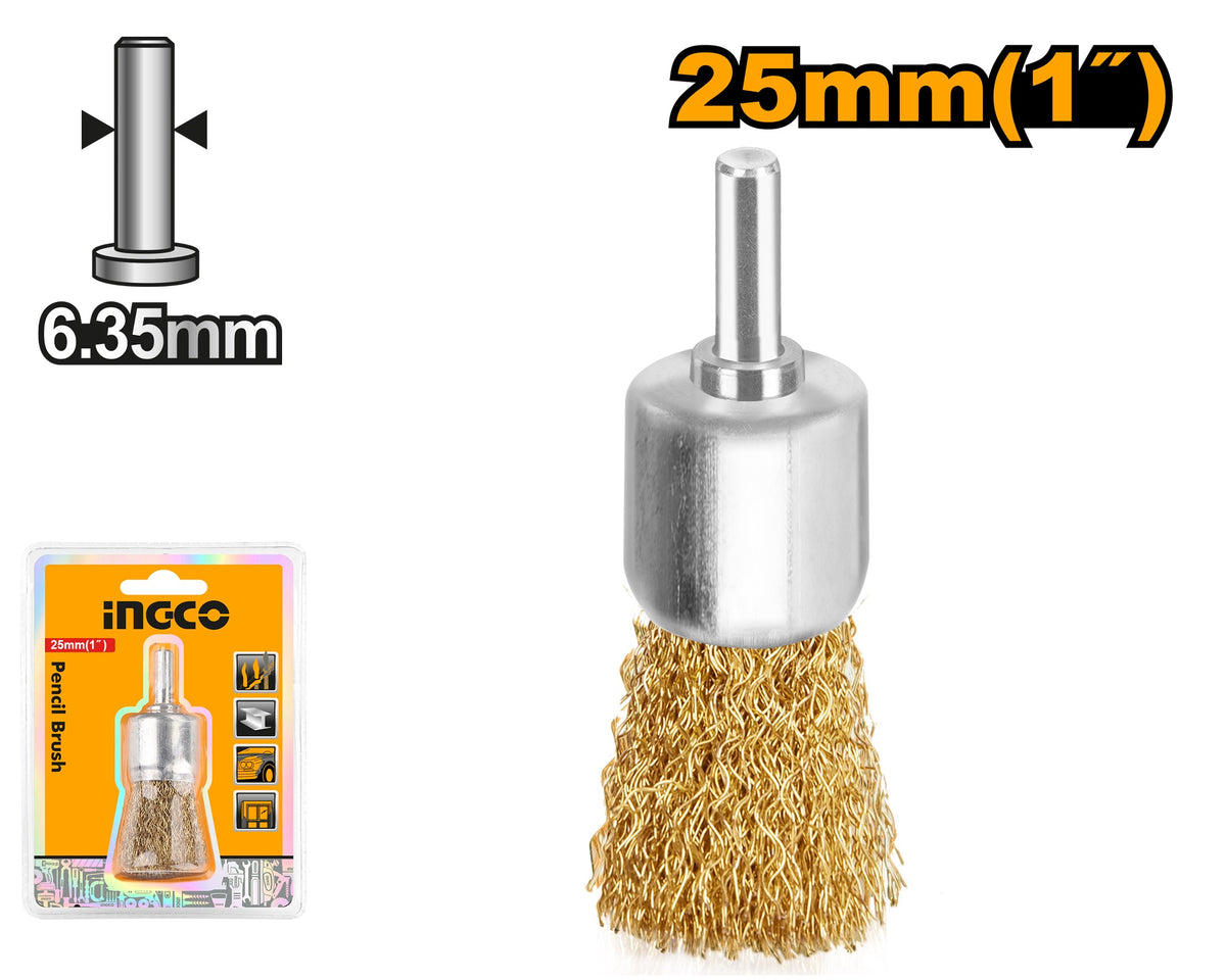 INGCO Steel Wire Pencil Brush 25mm with 1/4" Shank WB70241