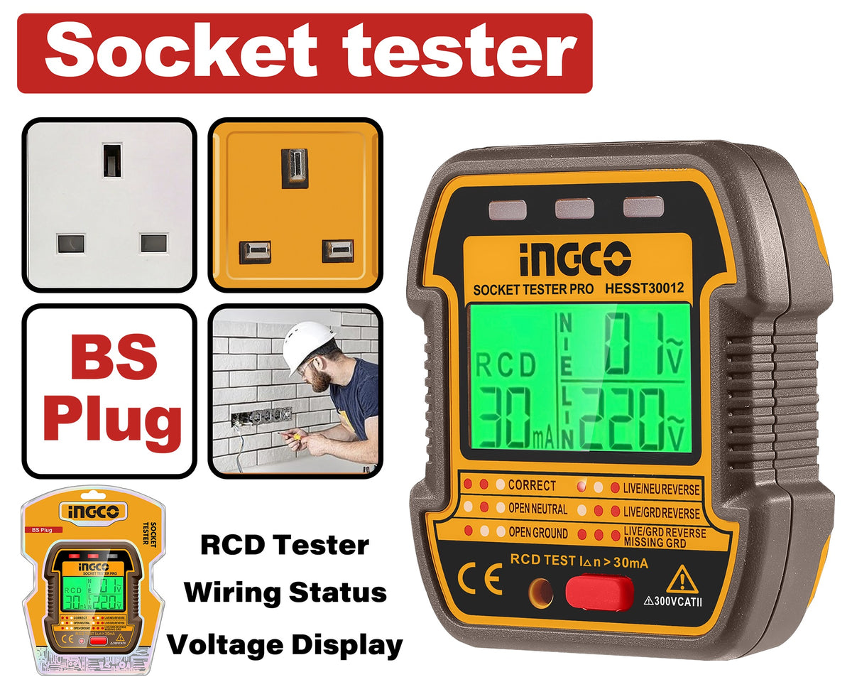 INGCO British Plug Socket Tester HESST30012