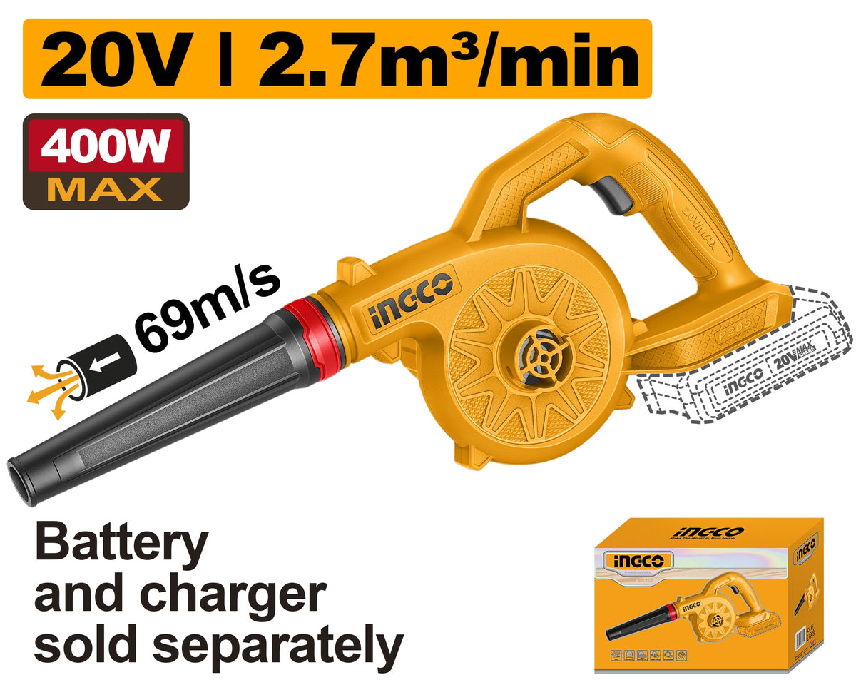 INGCO 20V LI-ION Blower 18,000RPM 2.7M3/MIN (Bare Unit) CABLI2078