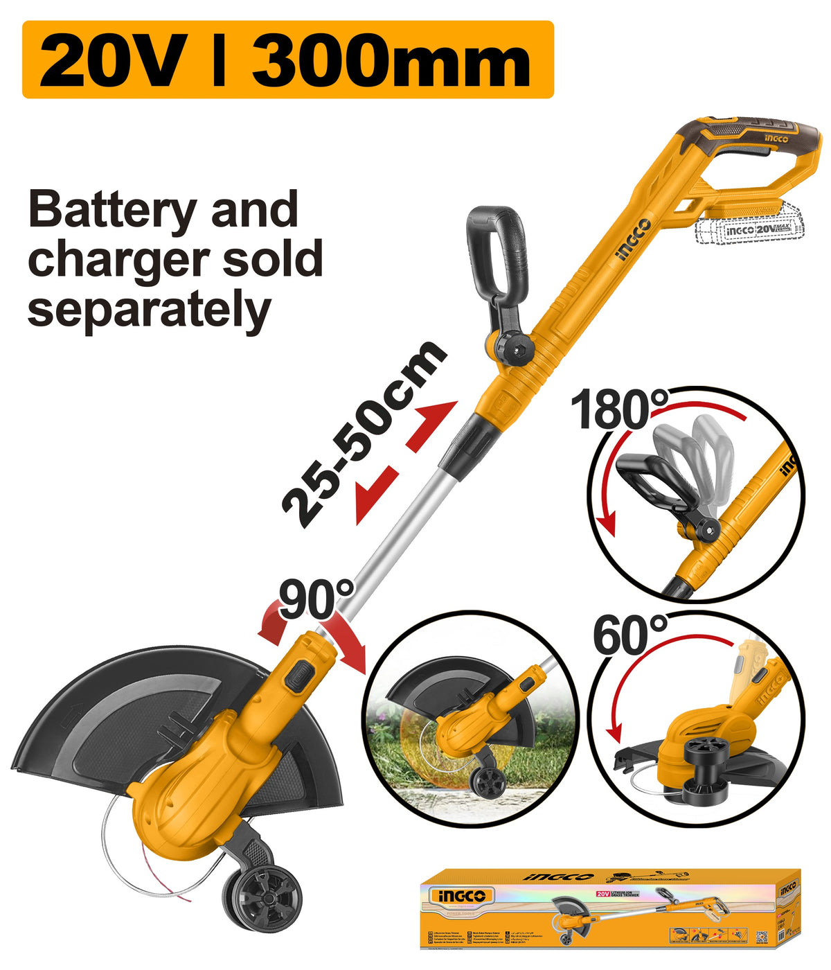 INGCO 20V LI-ION Grass Trimmer (Bare Unit) CGTLI20328