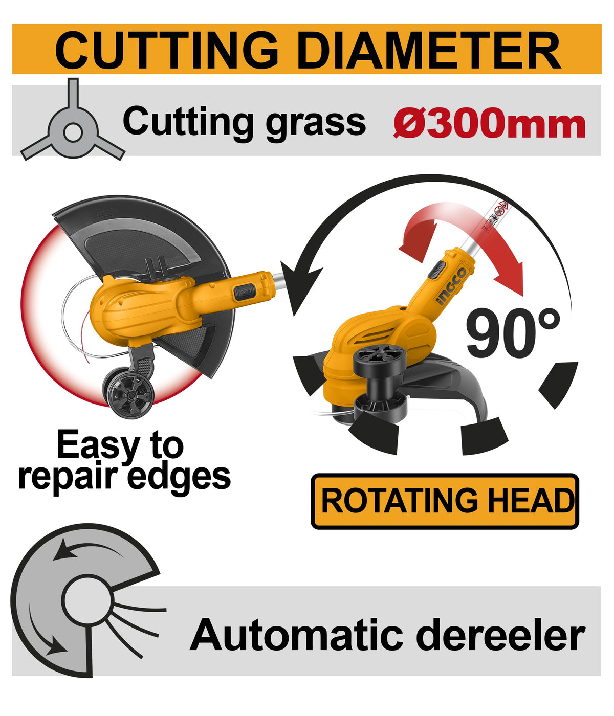 INGCO 20V 1X2.0Ah LI-ION Grass Trimmer CGTLI203285 – view 2
