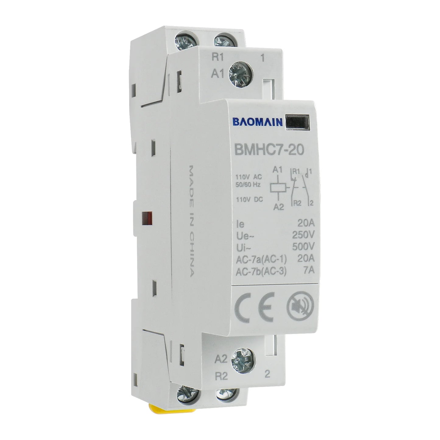 Baomain Hum-free DC/AC Modular Contactor DC/AC/12V/24V/110V/220V Circuit Control 35mm DIN Rail