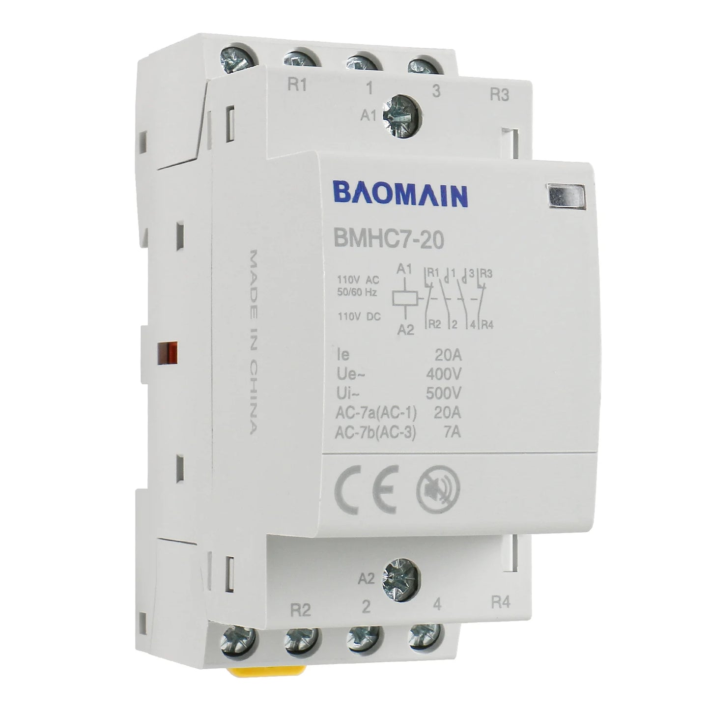 Baomain Hum-free DC/AC Modular Contactor DC/AC/12V/24V/110V/220V Circuit Control 35mm DIN Rail