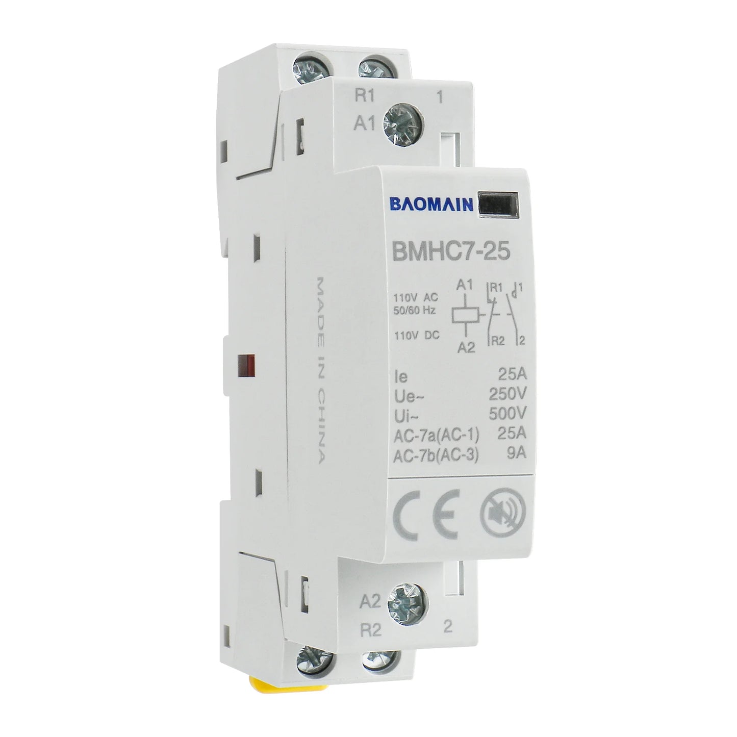 Baomain Hum-free DC/AC Modular Contactor DC/AC/12V/24V/110V/220V Circuit Control 35mm DIN Rail