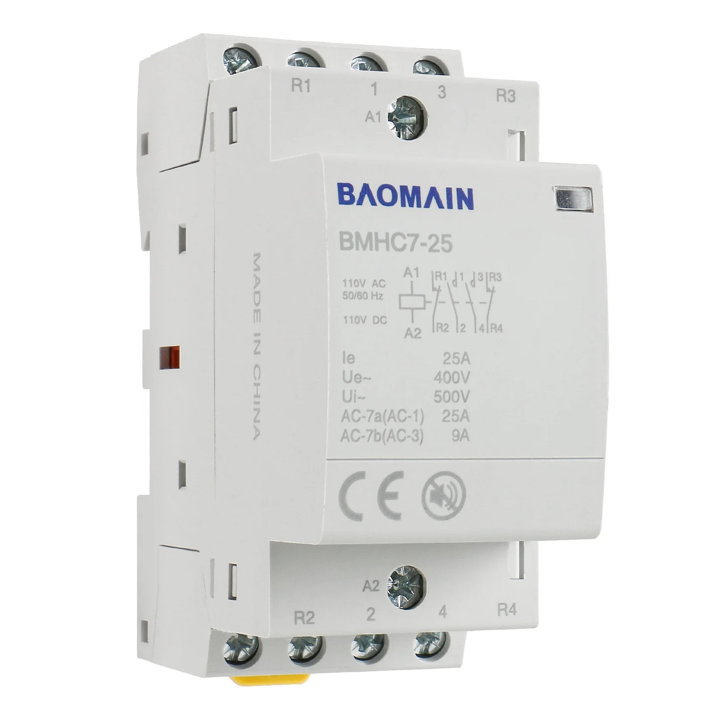 Baomain Hum-free DC/AC Modular Contactor DC/AC/12V/24V/110V/220V Circuit Control 35mm DIN Rail