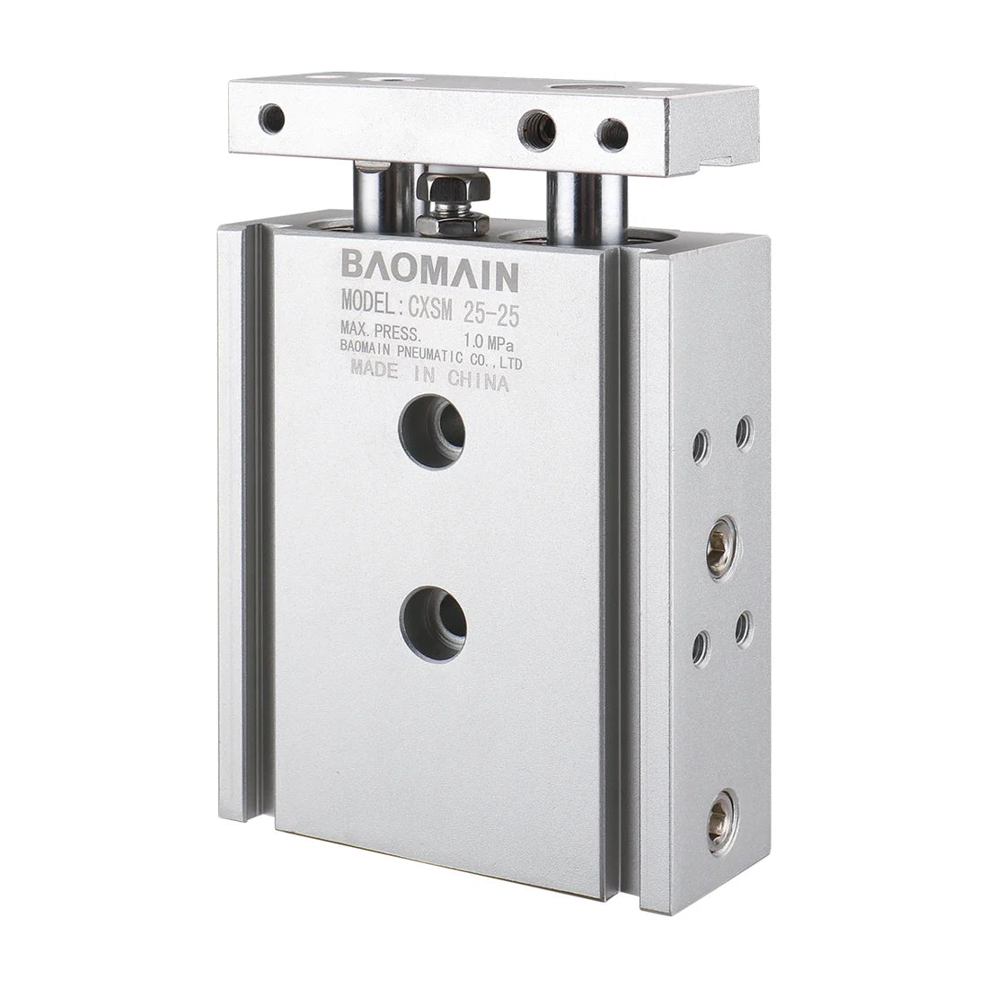 Baomain CXSM Series Pneumatic Dual Air Cylinder Double Rod Guided Slide Bearing Cushioned
