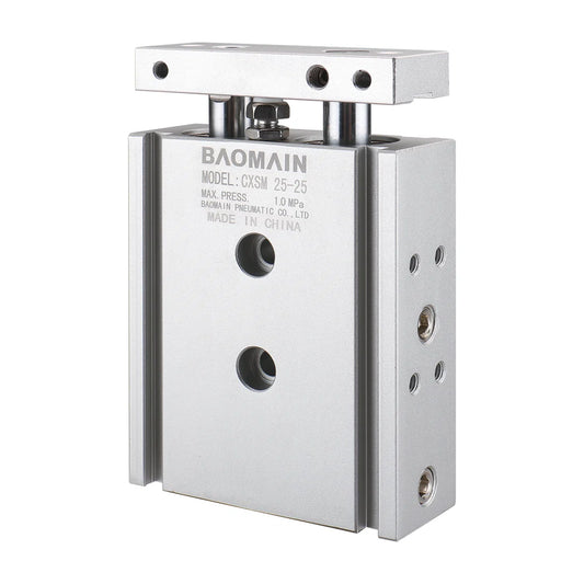 Baomain CXSM Series Pneumatic Dual Air Cylinder Double Rod Guided Slide Bearing Cushioned