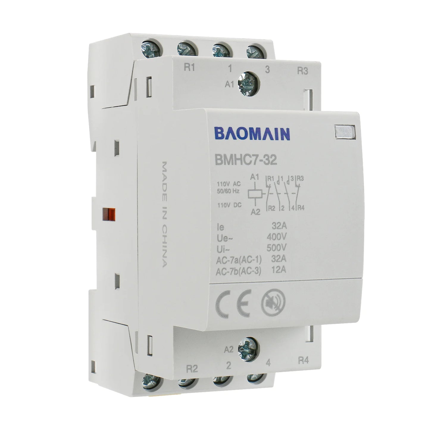 Baomain Hum-free DC/AC Modular Contactor DC/AC/12V/24V/110V/220V Circuit Control 35mm DIN Rail