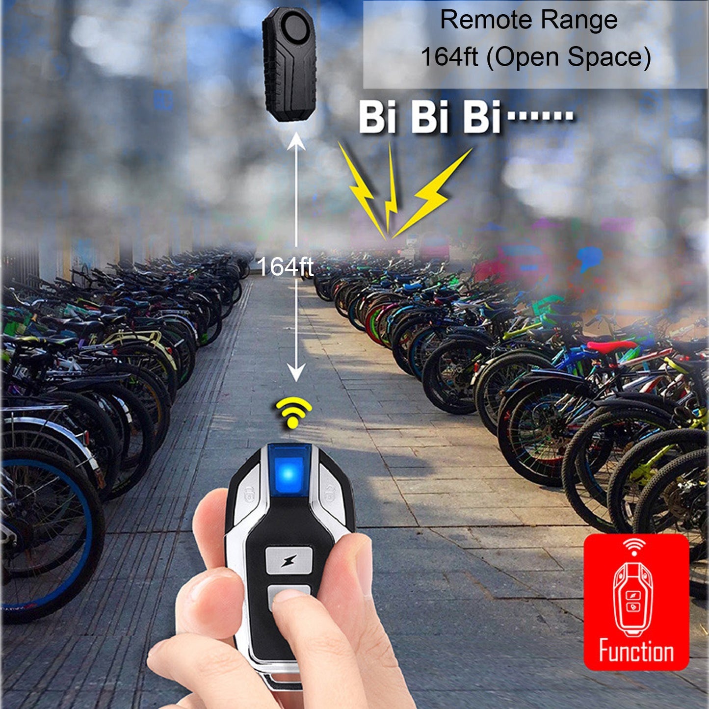 YASONG Bike Alarm Wireless 113dB Loud Anti-Theft Vibration Motorcycle Bicycle Alarm Waterproof Vehicle Security Vibration Sensor Alarm System for Vehicle&Car&Trailer (2 Pack)