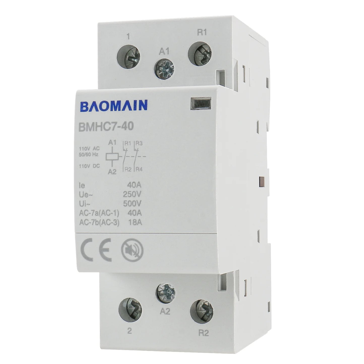 Baomain Hum-free DC/AC Modular Contactor DC/AC/12V/24V/110V/220V Circuit Control 35mm DIN Rail
