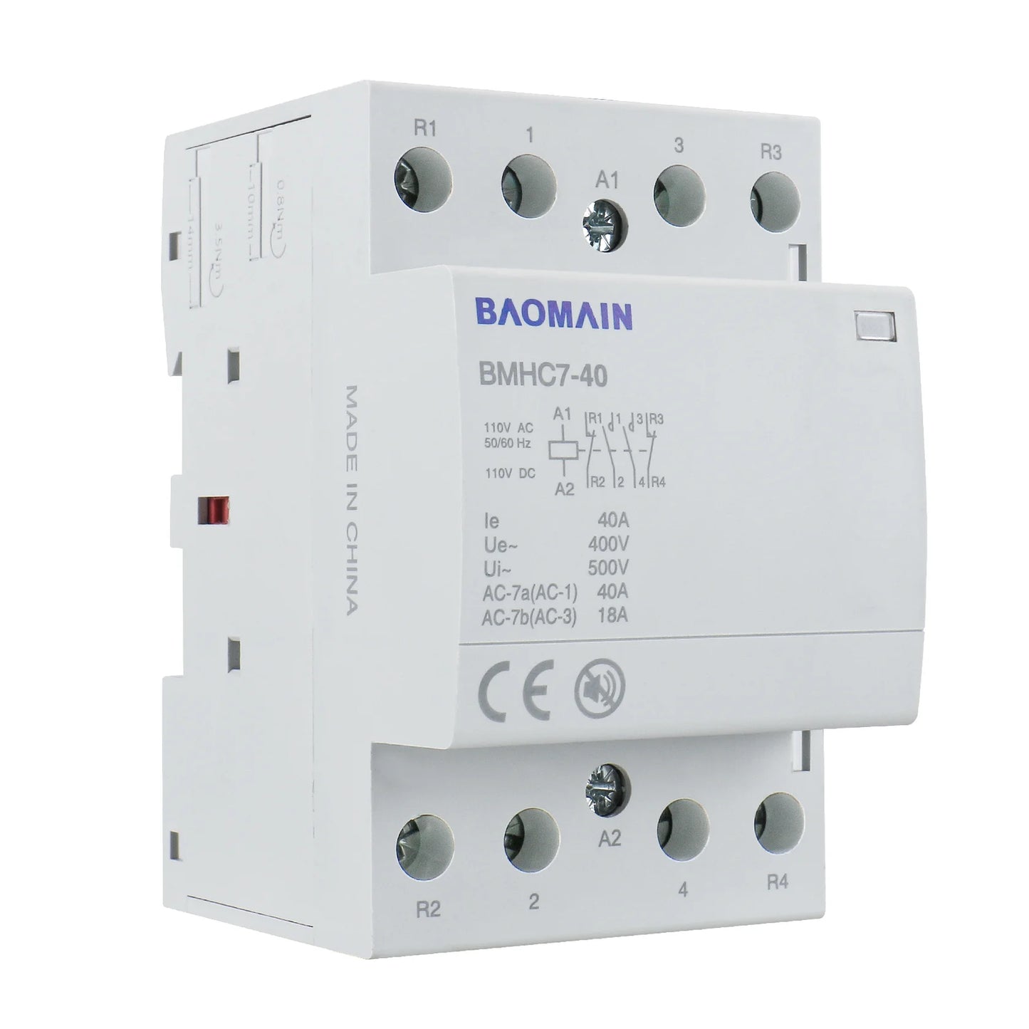 Baomain Hum-free DC/AC Modular Contactor DC/AC/12V/24V/110V/220V Circuit Control 35mm DIN Rail