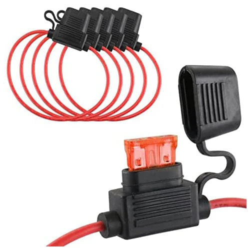 Baomain Car Circuit Fuse Tap 14AWG Inline Fuse Holder Waterproof with ATC/ATO 40 Amp Blade Fuses for Automotive Car Truck Boat Motorbikes x5PCS