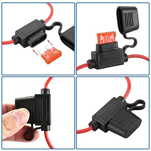 Baomain Car Circuit Fuse Tap 14AWG Inline Fuse Holder Waterproof with ATC/ATO 40 Amp Blade Fuses for Automotive Car Truck Boat Motorbikes x5PCS