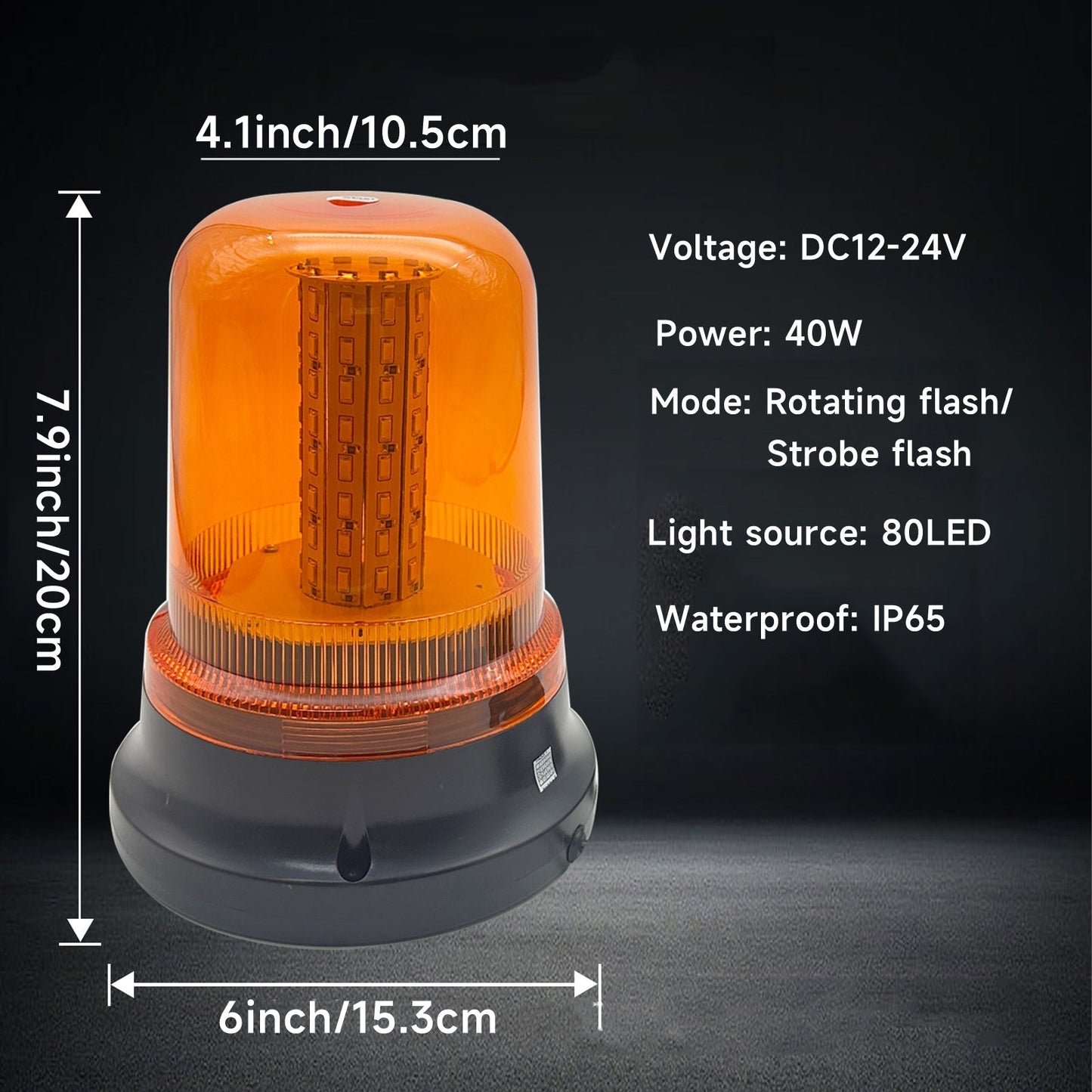 YASONG Amber LED Beacon Strobe Light 80 LEDs 40w Waterproof Rooftop Lights Safety Emergency Flashing Warning Light  for Truck Forklift UTV Car Bus