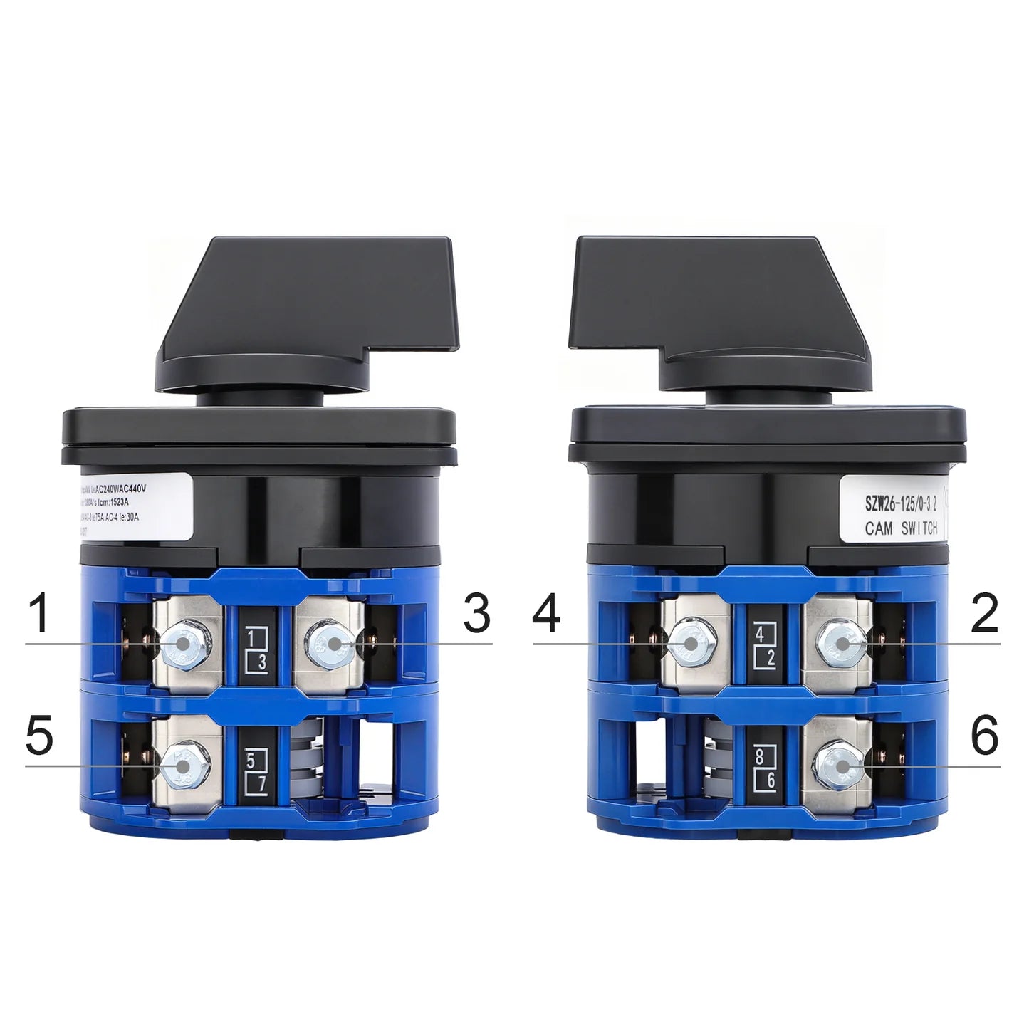 Baomain Rotary Cam Changeover Switch SZW26-125/0-3.2 660V 125A 4 Postion 6 terminals Cam Switch CE