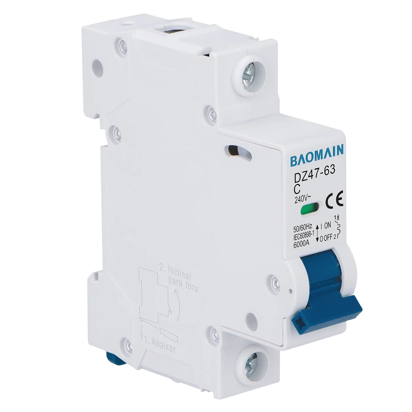 Baomain DZ47-63 1 Pole Miniature Circuit Breaker AC 230V 400V MCB DIN Rail Mounting MCB Work for Motor Protection and Air Compressor