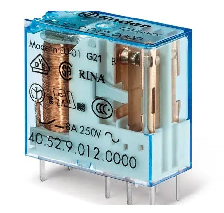 Finder PCB Mount Power Relay, 12V dc Coil, 8A Switching Current, DPDT