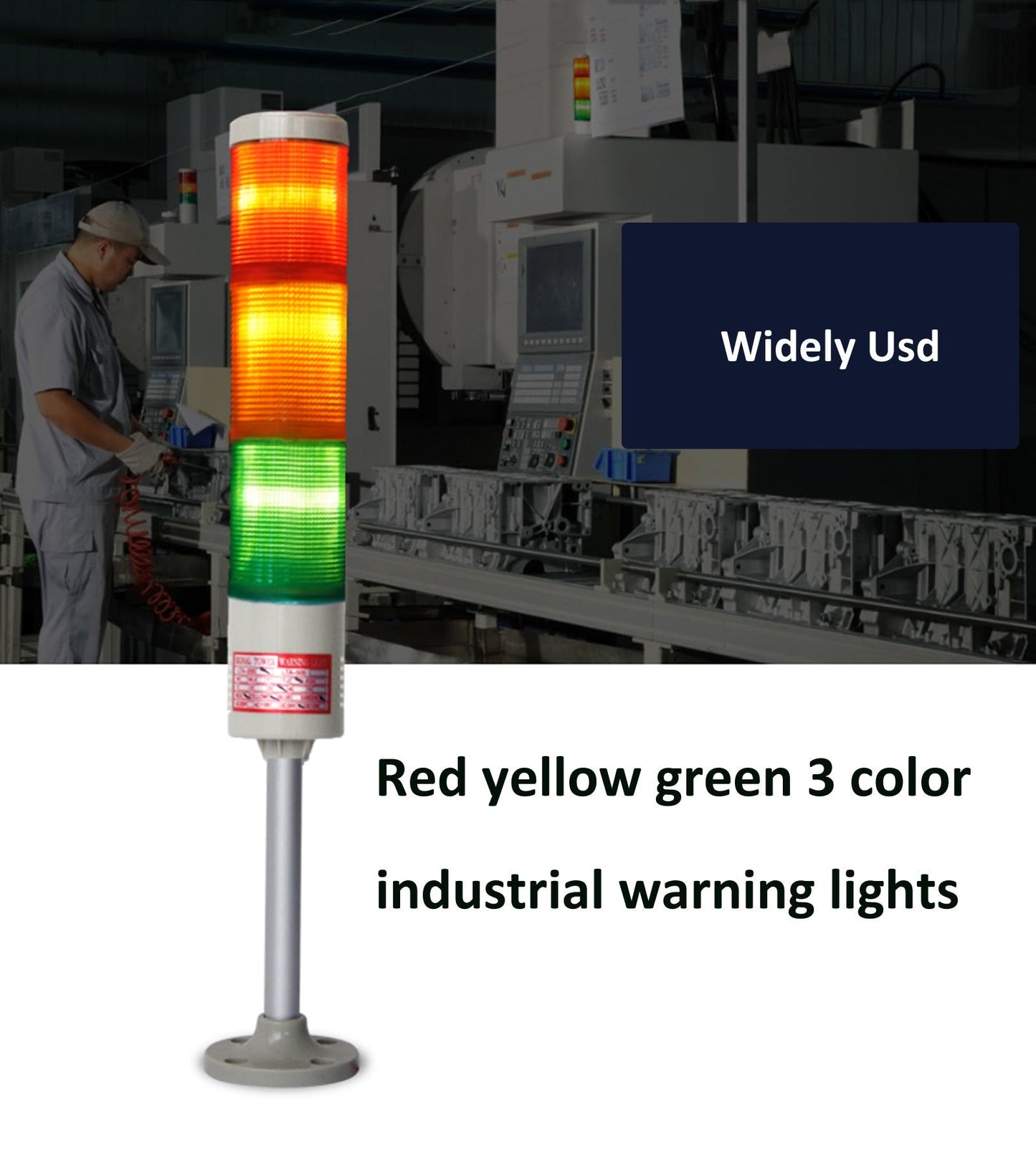 YASONG Tower Light IP44 Waterproof Multilayers Stack Warning Lights with Sound, Round Bottom, Flashing or Steady For Machine LTA-505T(W)J