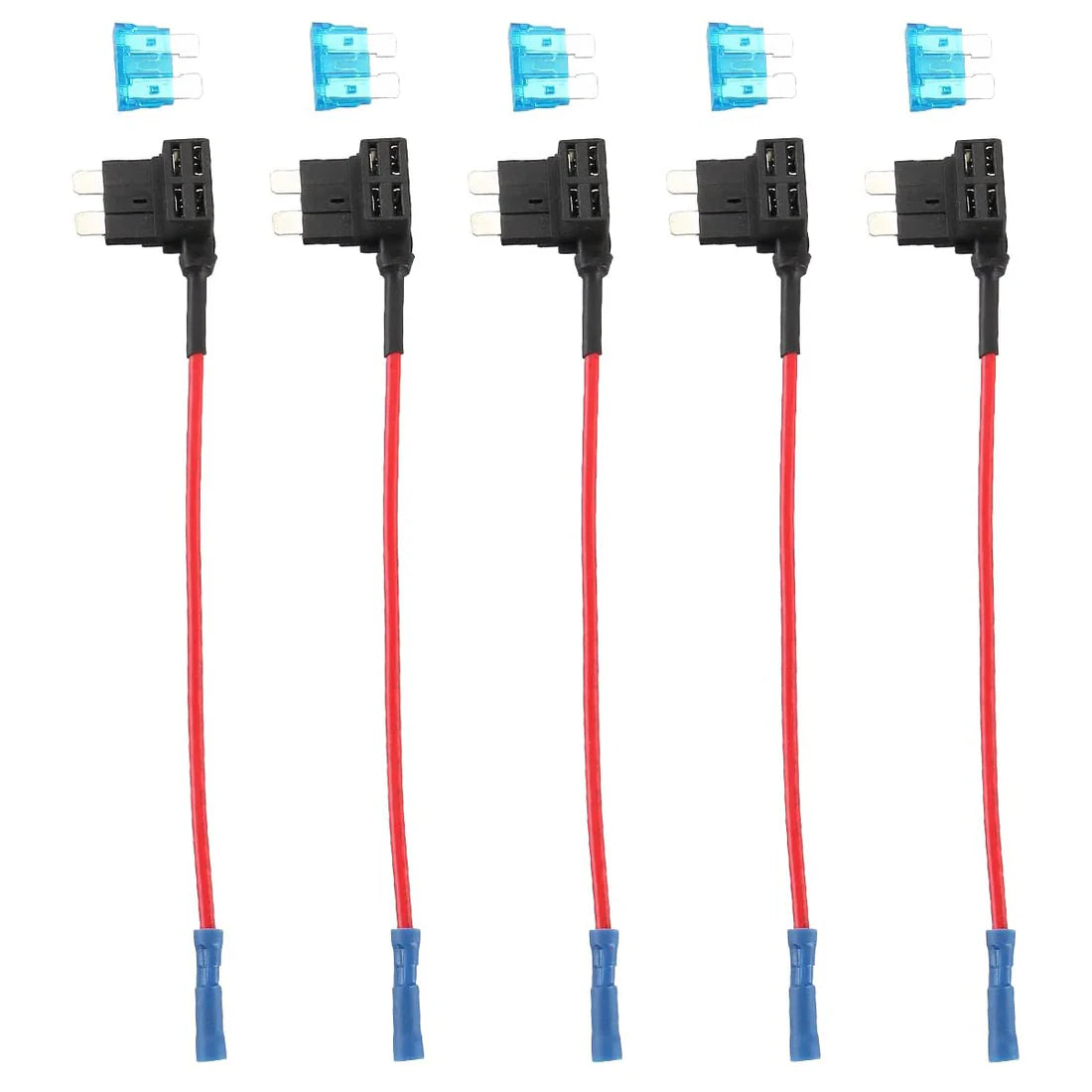 Baomain Car Circuit Fuse Tap Blade Fuse Holder 12V with ATC/ATO 15Amp Blade Fuses x5PCS