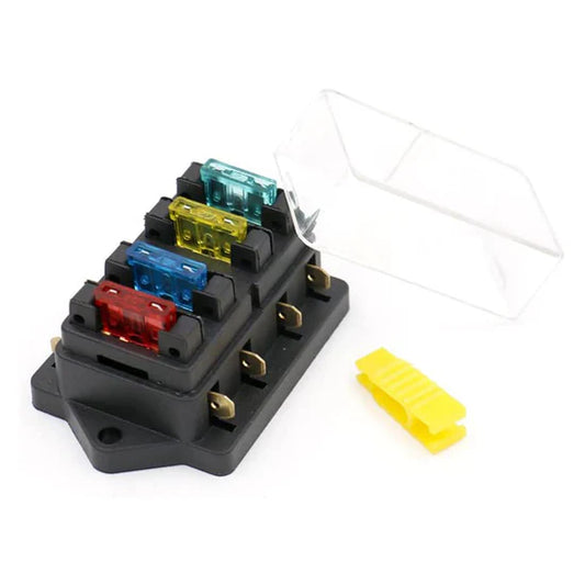 Baomain Fuse Holder Box 4 Way Car Truck ATO ATC 12V/24V Blade Fuse Box (incl. Blade Fuse)