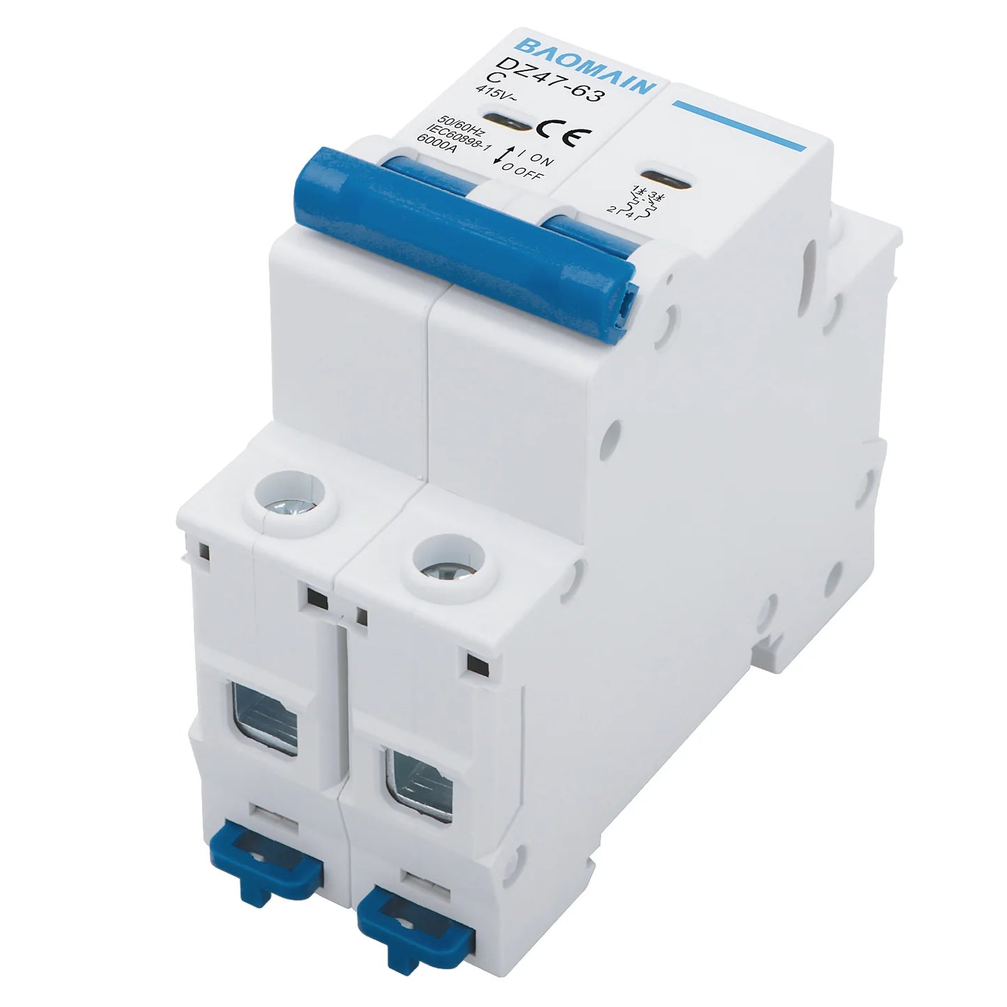 Baomain Miniature Circuit Breaker 2 Pole DZ47-63 C20 AC 415V 20Amp 6000A, DIN Rail Mounting MCB 2P