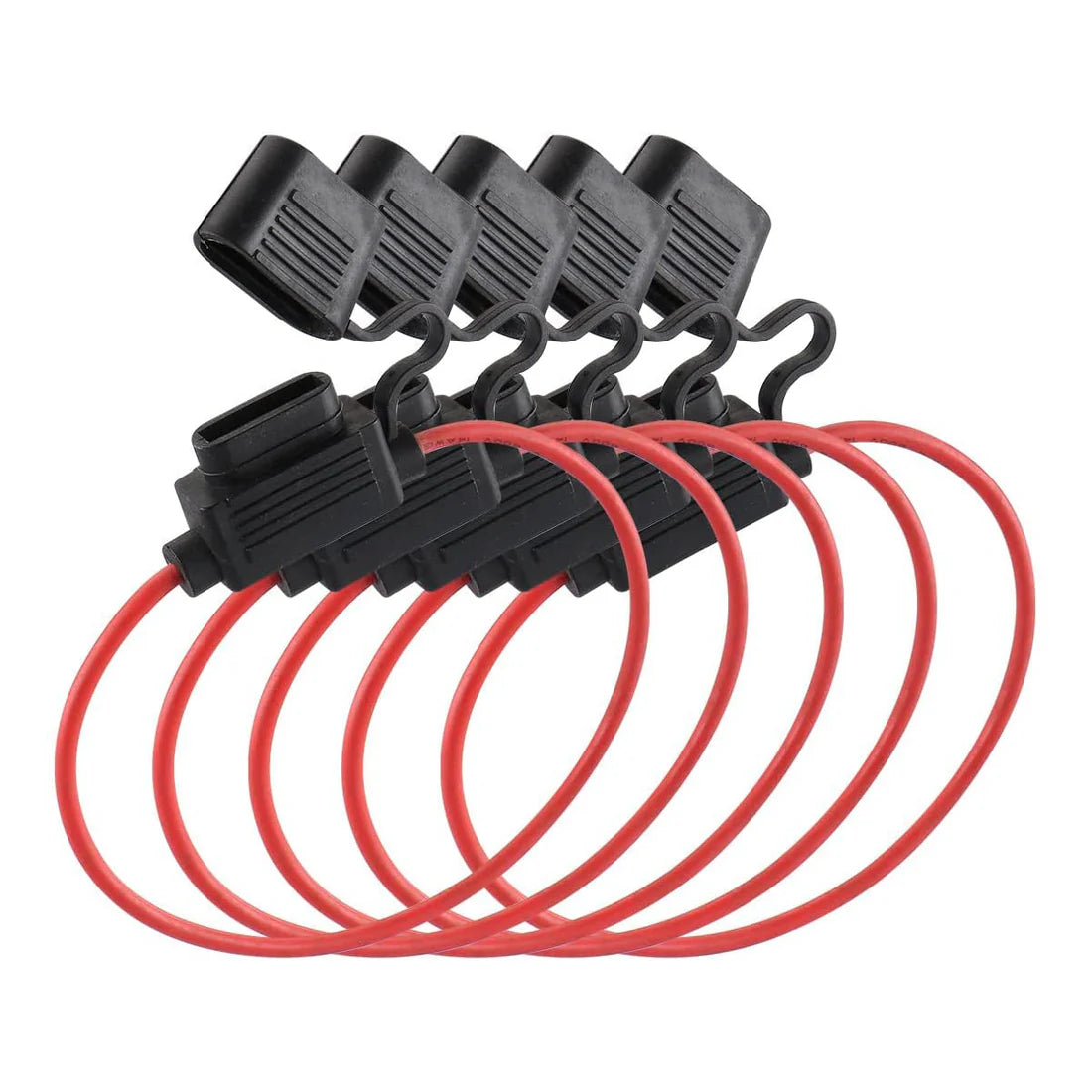 Baomain Car Circuit Fuse Tap 14AWG Inline Fuse Holder Waterproof with ATC/ATO 15 Amp Blade Fuses for Automotive Car Truck Boat Motorbikes x 5PCS