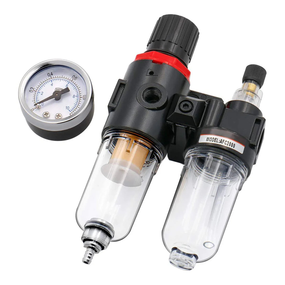 Baomain Pneumatic Air Combination 2 Unit Air Filter and Air Compressor Source Treatment with Pressure Gauge