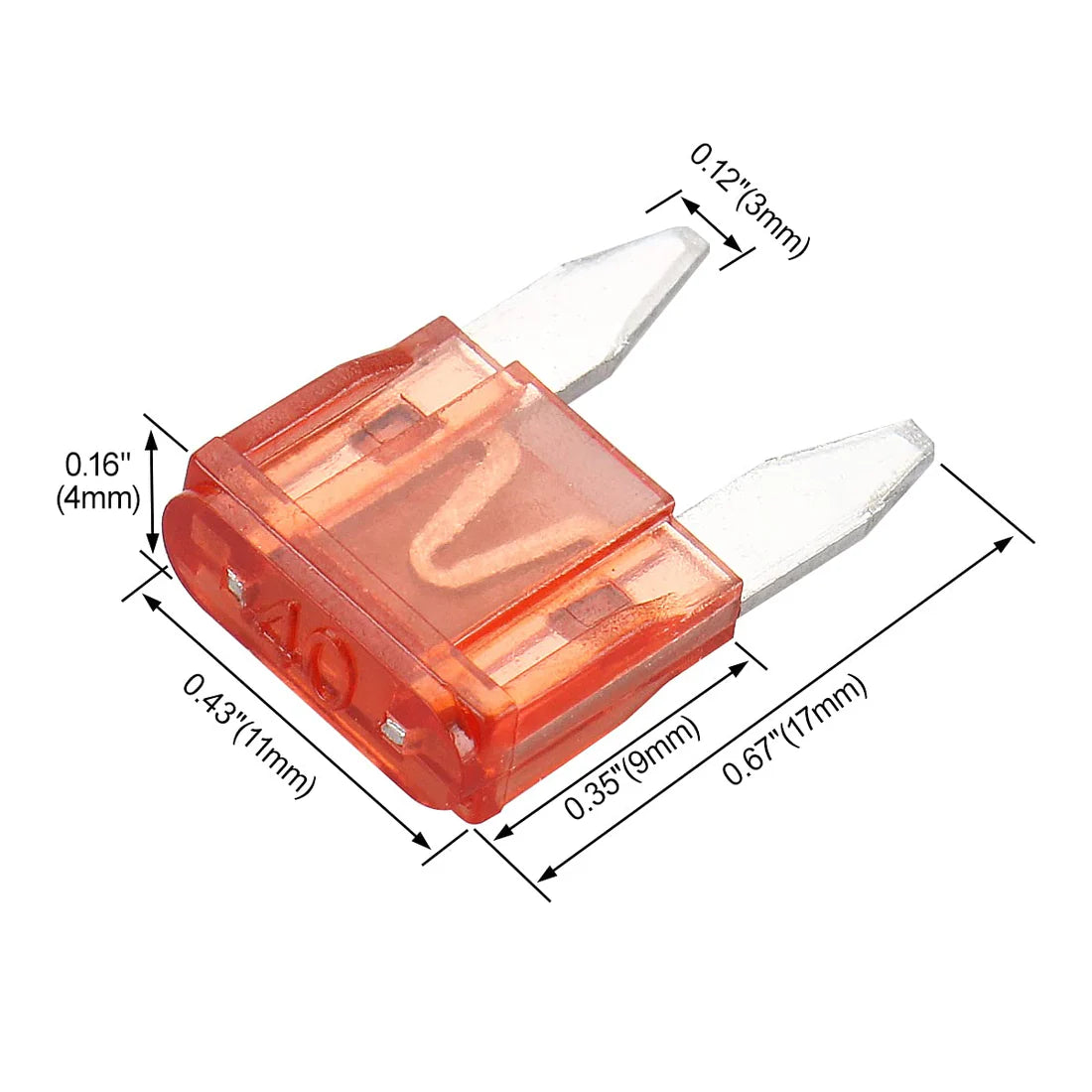 Baomain ATM-40 40A Fast Acting ATM Mini Blade Fuse for for Automotive Car Truck SUVx 100Pcs