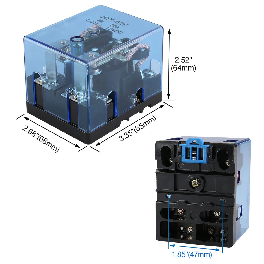 Baomain High Power Relay JQX-62F-2Z Coil Voltage 80A DPDT 2NO 2NC Electronmagnetic Relay