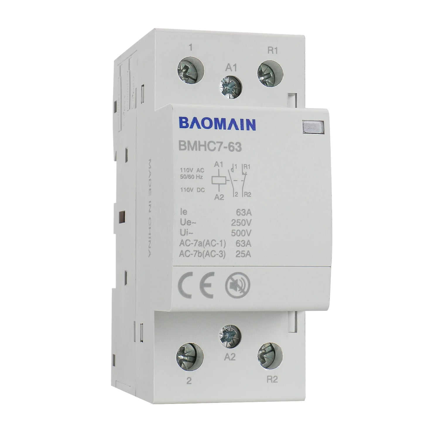 Baomain Hum-free DC/AC Modular Contactor DC/AC/12V/24V/110V/220V Circuit Control 35mm DIN Rail