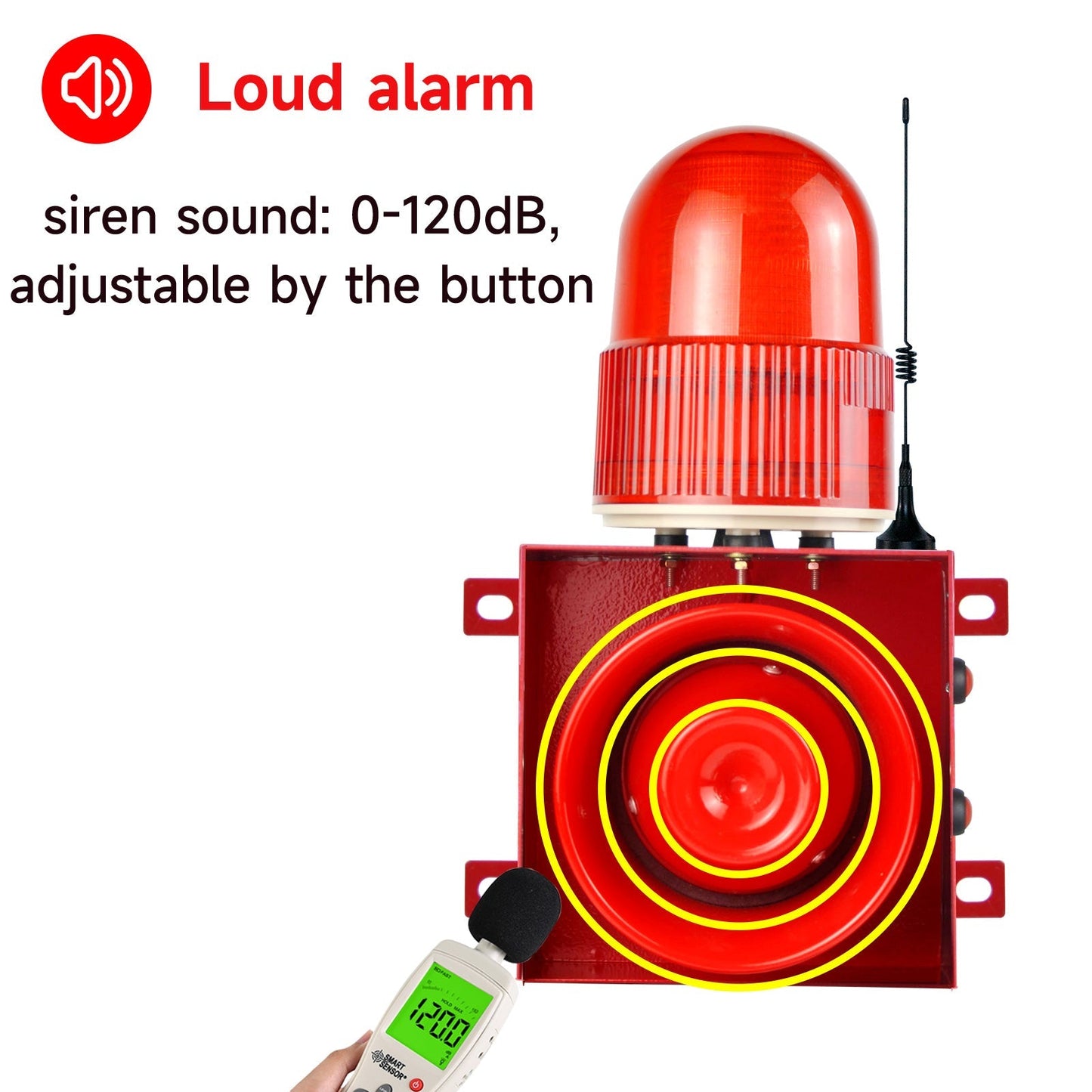 YASONG SLA-01HY 1.2Mile/0.3Mile Outdoor Remote Control Alarm Siren, 120dB Horn 9 Tones Adjustable with USB Port and 4 Remote Control, 25 Watts IP65 Waterproof