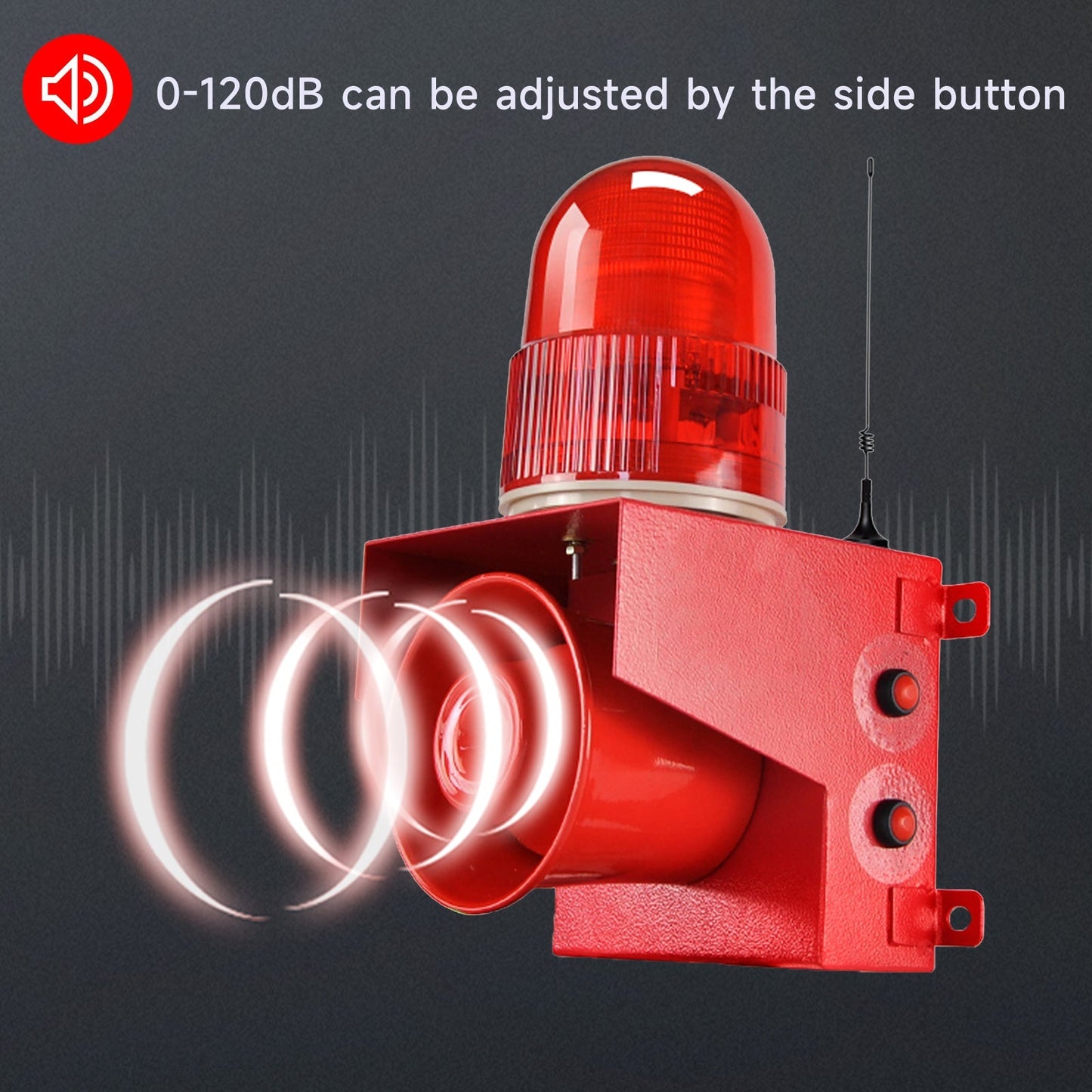 YASONG 500m/2000m Wireless Remote Control  Alarm Siren 120dB Horn 12 Tone Adjustable Outdoor Industrial Waterproof LED Strobe Alarm System for Noisy Environment Emergency Alarm SLA-01TY