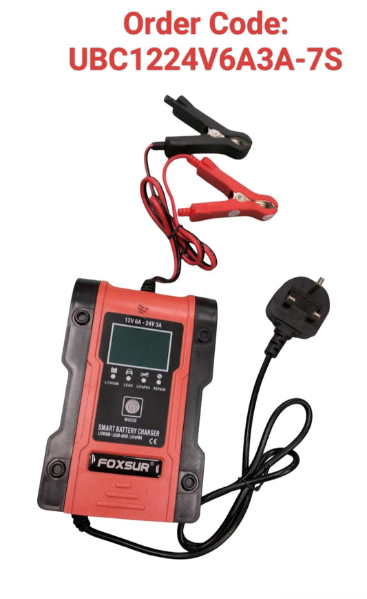 Unicell UBC1224V6A3A-7S 12V 6A~24V 3A 7 Stage Smart Battery Charger for Lithium,Lead acid & LifePO4