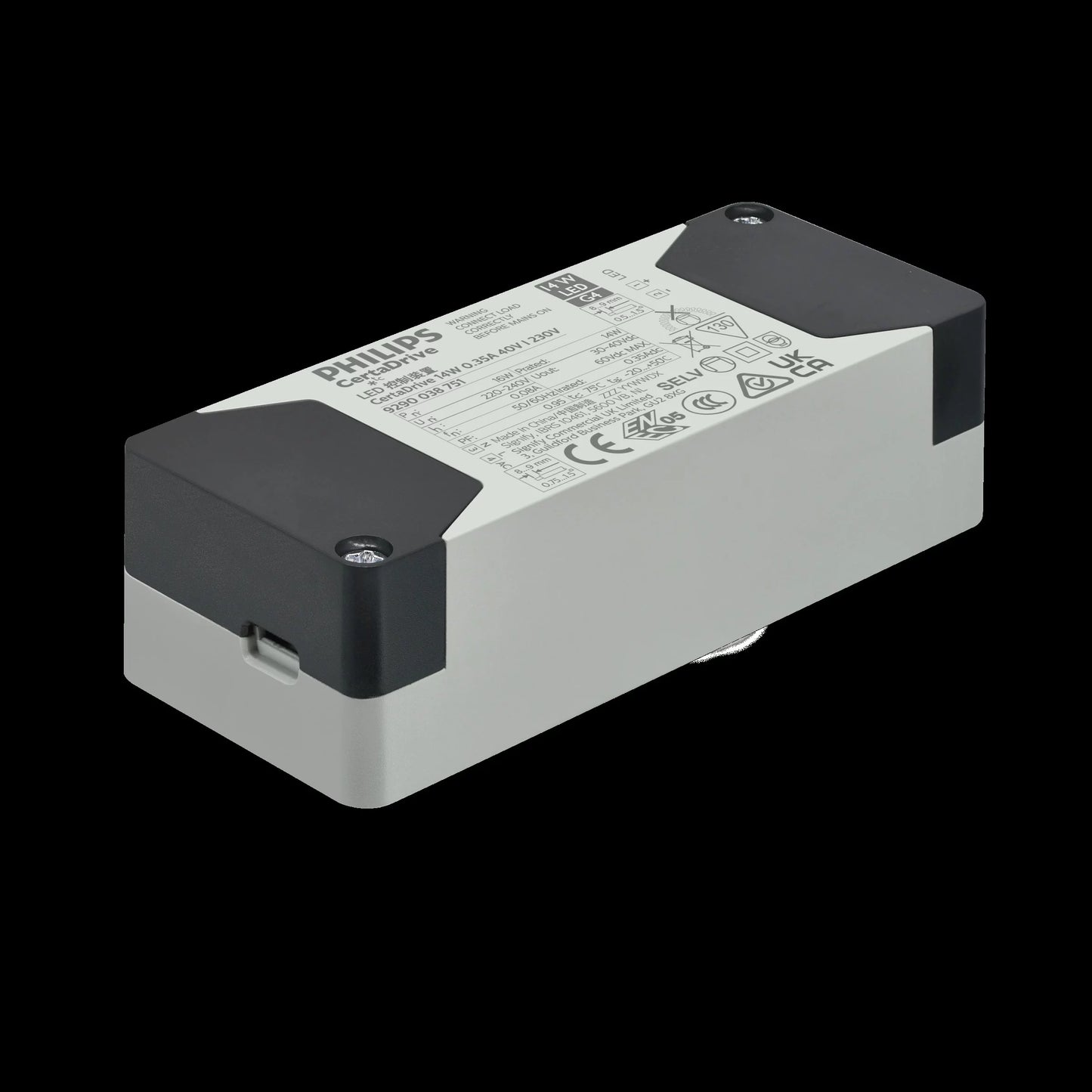 Philips Certadrive Non-dim 220-240V 50/60Hz 100x40 Ht29mm 14W 350mA 30-40Vdc.  