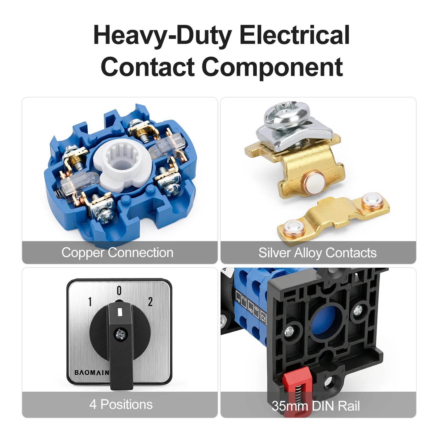 Baomain Changeover Rotary Cam Switch 20A SZW26-20/D303.3-B11R 660V On-Off-On 3 Positions 12 Terminals