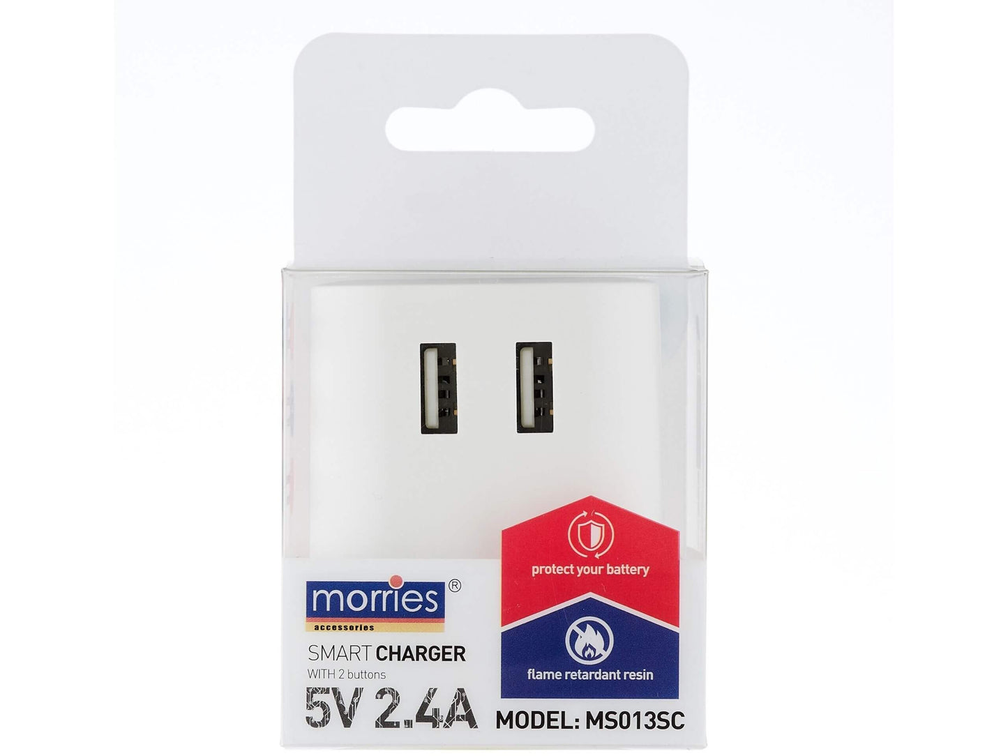 Morries 2.4A MS013C Auto Cut Off 2 In 1 Function Smart Charger