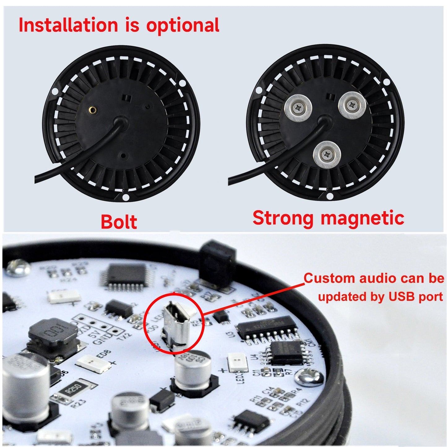 YASONG Strobe Lights IP69K Waterproof LED Beacon Signal Light with 120dB 9 Tones 2 Flashing Modes Adjustable Flashing Light for Vehicles, Truck, Forklift, Workshop Emergency, DC10V-30V