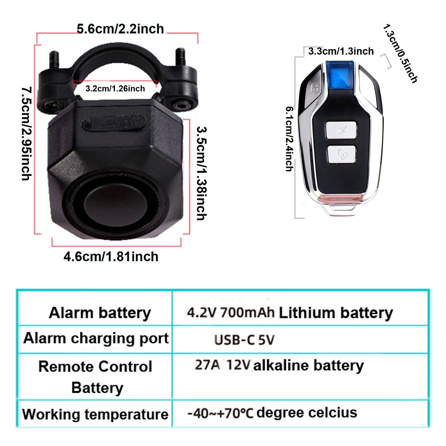 YASONG USB Rechargeable Bike Alarm Wireless Anti Theft Motorcycle Bicycle Alarm System with Remote Motion and Mount Waterproof Vibration Alarm System for Ebike Electric Bike Scooter Car (2 Pack)