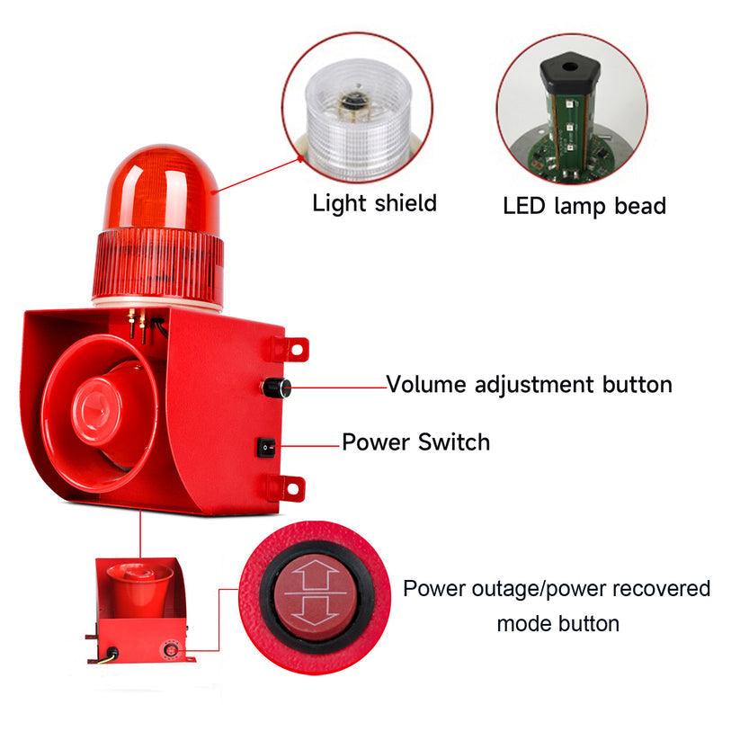 YASONG Power Outage/Power Recovered Adjustable Sound 120dB Alarm Siren for Farms, Fish Ponds, Banks and Security SLA-1501