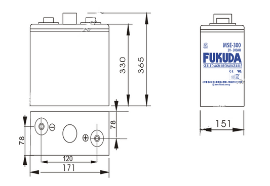 Fukuda MSE300-2 Sealed AGM M/F Battery