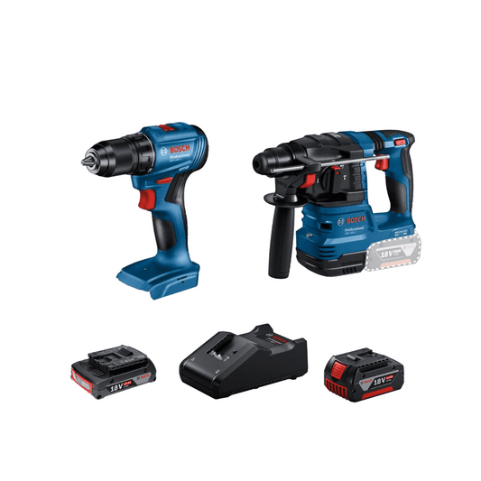 BOSCH Professional Combo Kit Set - GSR 185 LI and GBH 185 LI comes with battery pack and charger
