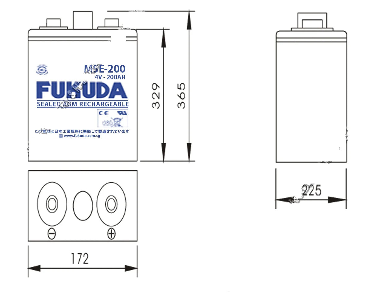 Fukuda MSE200-4v Sealed AGM M/F Battery