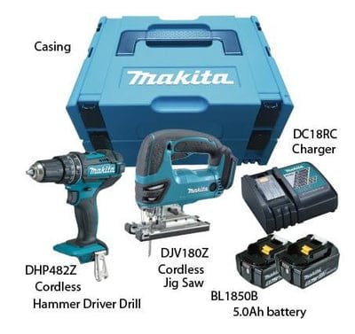 Makita 18V Cordless Combo Kit with Jig Saw (DJV180Z) + DLX 2209 TJ, includes ( Z+)